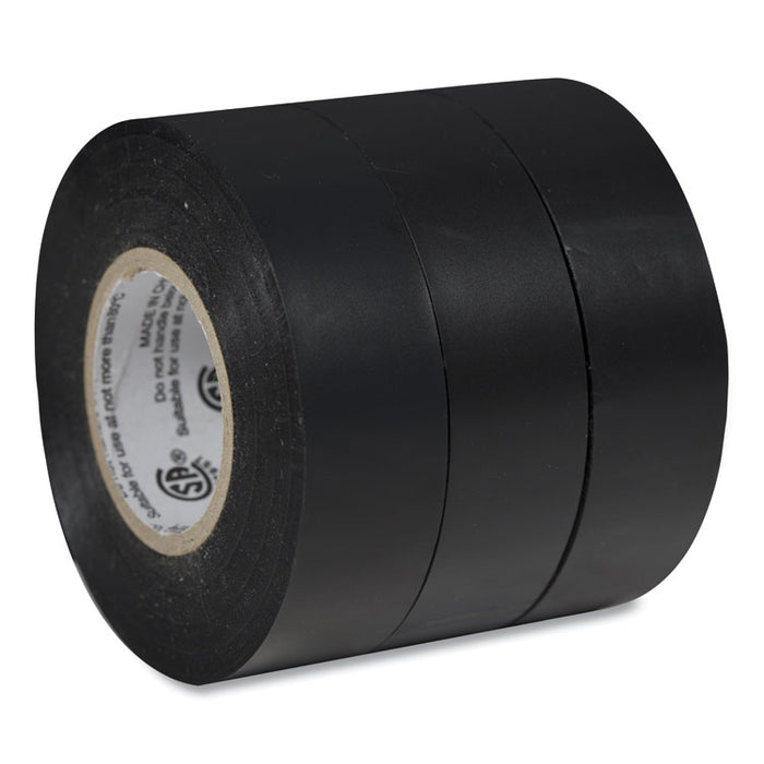 Pro Electrical Tape, 1" Core, 0.75" x 50 ft, Black, 3/Pack