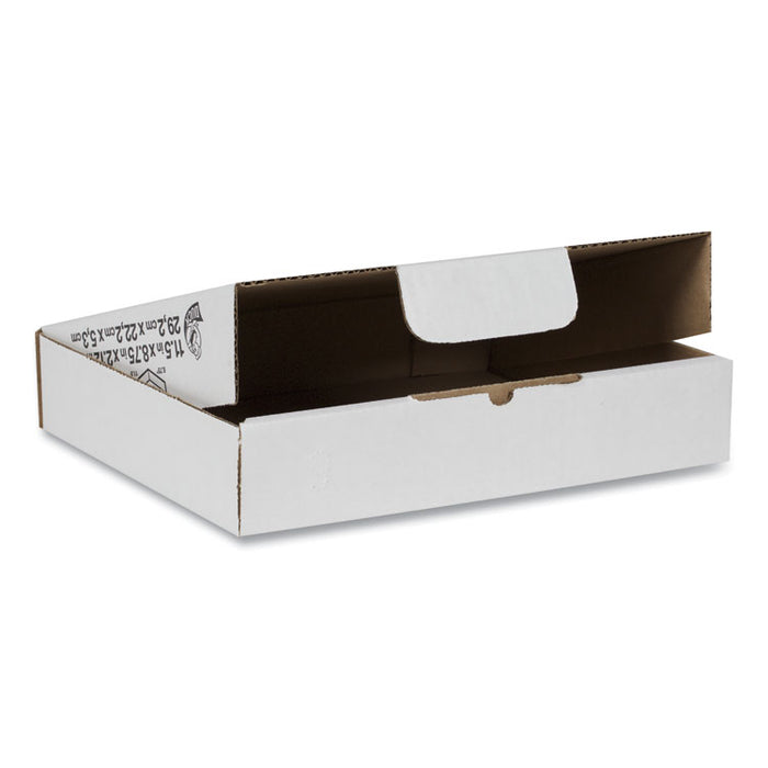 Self-Locking Mailing Box, Regular Slotted Container (RSC), 11.5" x 8.75" x 2.13", White, 25/Pack