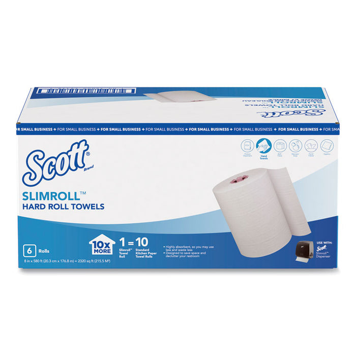 Control Slimroll Towels, 8" x 580 ft, White/Pink Core,Small Business, 6 Rolls/CT