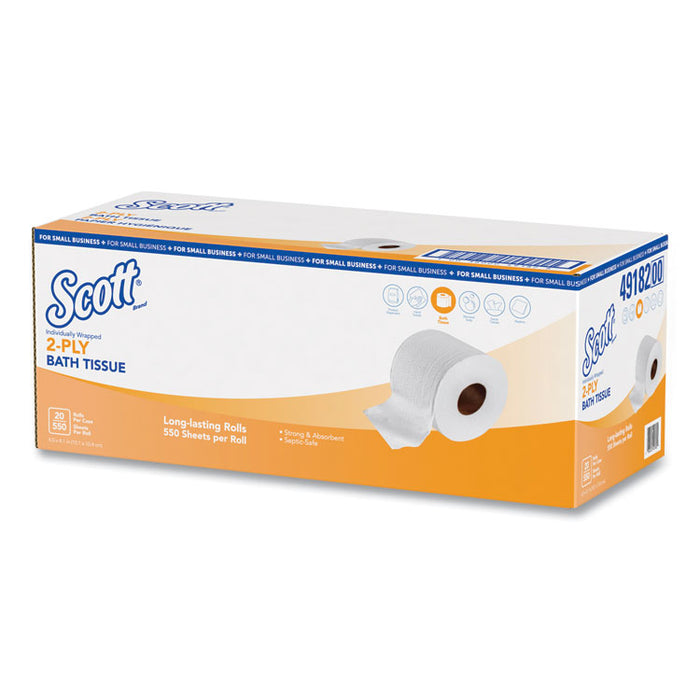 Essential Standard Roll Bathroom Tissue, Small Business, Septic Safe, 2-Ply, White, 550 Sheets/Roll, 20 Rolls/Carton