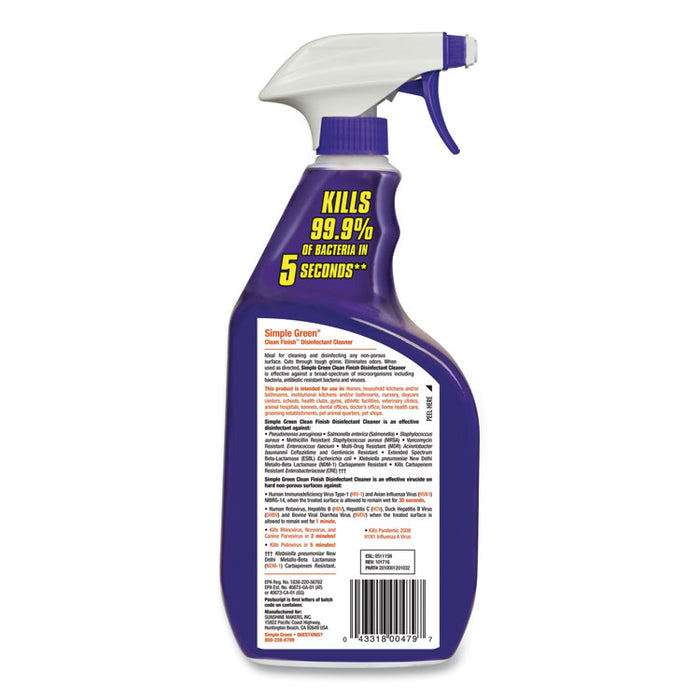 Clean Finish Disinfectant Cleaner, 32 oz Bottle, Herbal, 12/Carton
