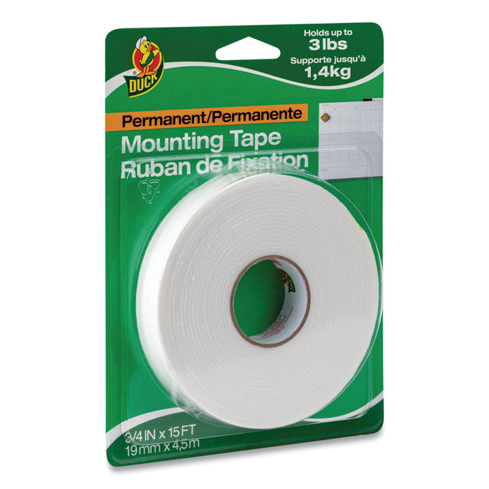 Permanent Foam Mounting Tape, 3/4" x 15ft, White