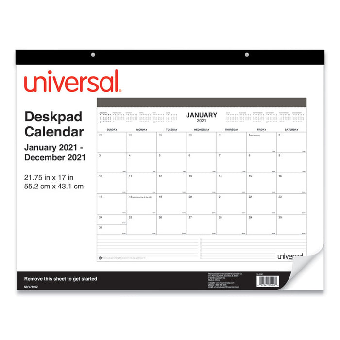 Desk Pad Calendar, 22 x 17, White/Black Sheets, Black Binding, Clear Corners, 12-Month (Jan to Dec): 2023