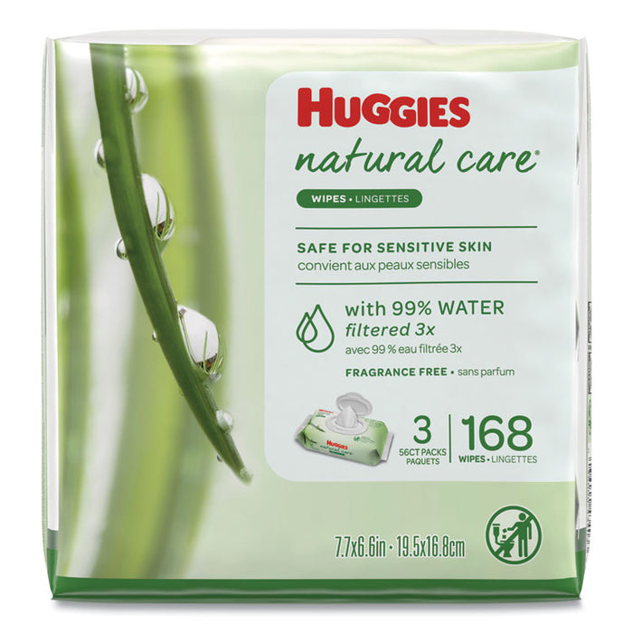 Natural Care Baby Wipes, Unscented, White, 56/Pack, 3-Pack/Box, 3 Box/Carton