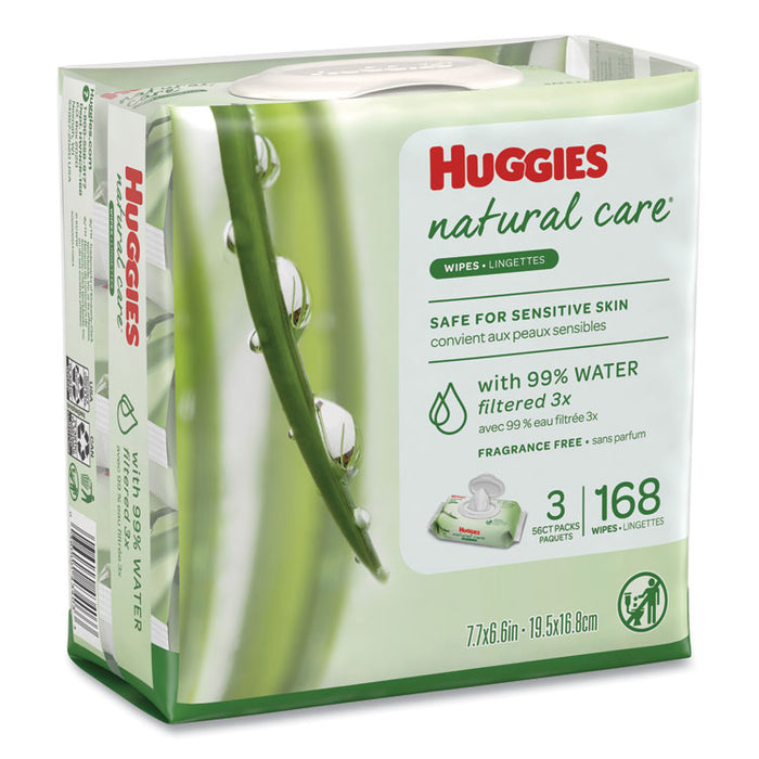 Natural Care Baby Wipes, Unscented, White, 56/Pack, 3-Pack/Box, 3 Box/Carton
