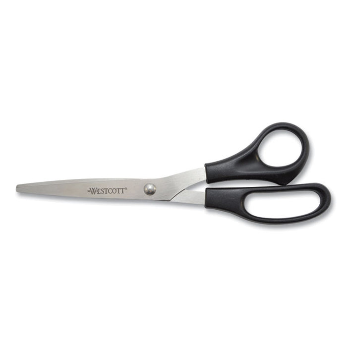 Value Line Stainless Steel Shears, 8" Long, 3.5" Cut Length, Black Straight Handle