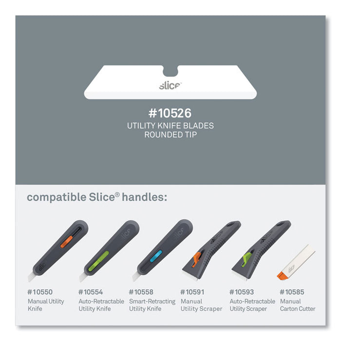 Safety Utility Knife Blades, Rounded Tip, Ceramic Zirconium Oxide, 3/Pack