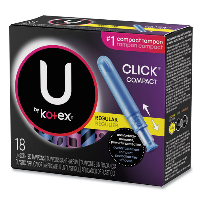 U by Kotex Click Compact Tampons, Regular, 18/Pack