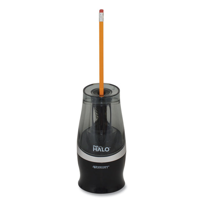 Halo Colored Pencil Non-Stick Electric Sharpener, AC-Powered, 3.5" dia. x 6.75", Black/Silver