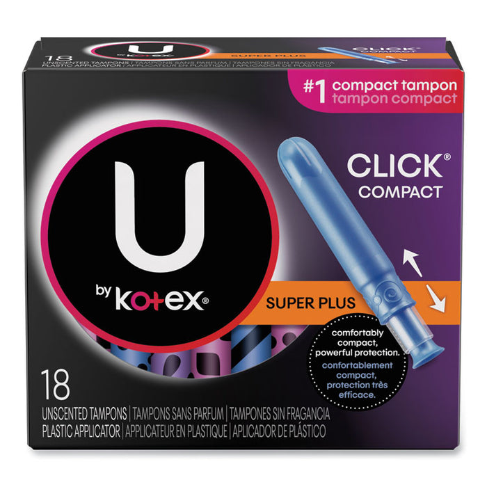U by Kotex Click Compact Tampons, Super, 18/Pack