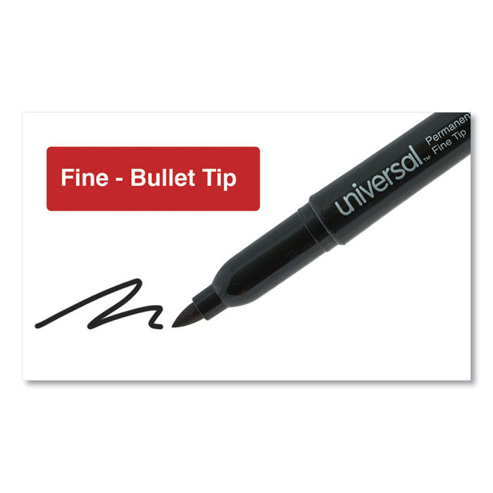 Pen-Style Permanent Marker Value Pack, Fine Bullet Tip, Black, 60/Pack