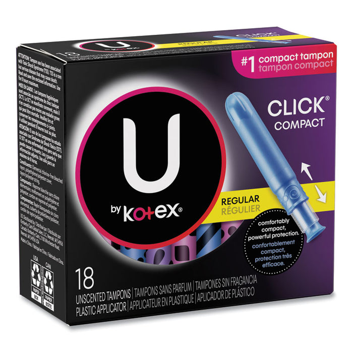 U by Kotex Click Compact Tampons, Regular, 18/Pack