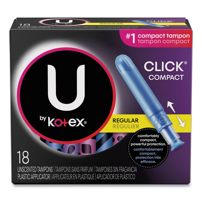 U by Kotex Click Compact Tampons, Regular, 18/Pack