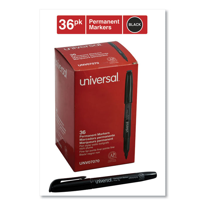 Pen-Style Permanent Marker, Fine Bullet Tip, Black, 36/Pack