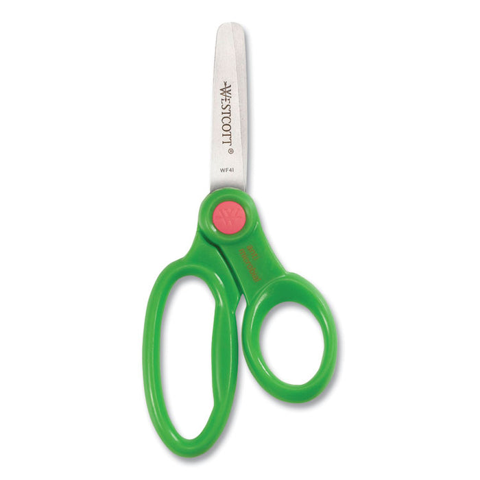 Kids' Scissors with Antimicrobial Protection, Rounded Tip, 5" Long, 2" Cut Length, Assorted Straight Handles, 12/Pack