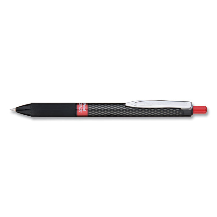 Oh! Gel Pen, Retractable, Medium 0.7 mm, Red Ink, Black Barrel, Dozen