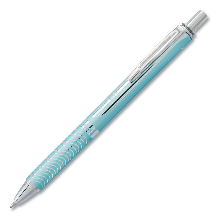 EnerGel Alloy RT Gel Pen, Retractable, Medium 0.7 mm, Black Ink, Aquamarine Barrel