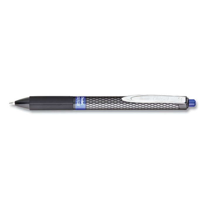 Oh! Gel Pen, Retractable, Medium 0.7 mm, Blue Ink, Black Barrel, Dozen