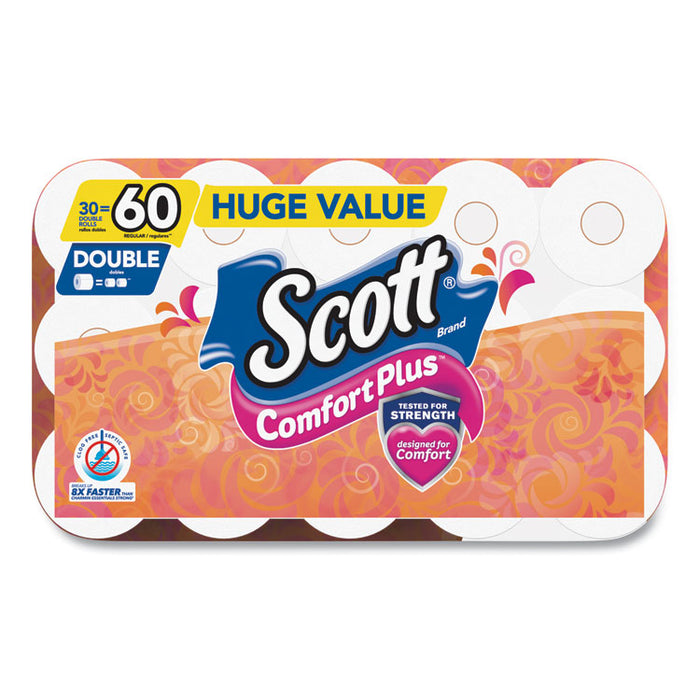 ComfortPlus Toilet Paper, Double Roll, Bath Tissue, Septic Safe, 1-Ply, White, 231 Sheets/Roll, 30 Rolls/Pack