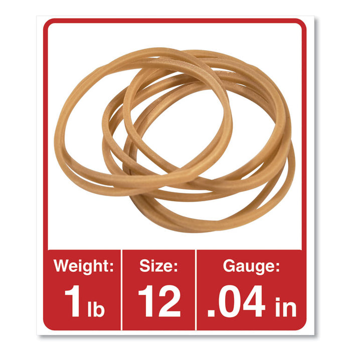 Rubber Bands, Size 12, 0.04" Gauge, Beige, 1 lb Box, 2,500/Pack