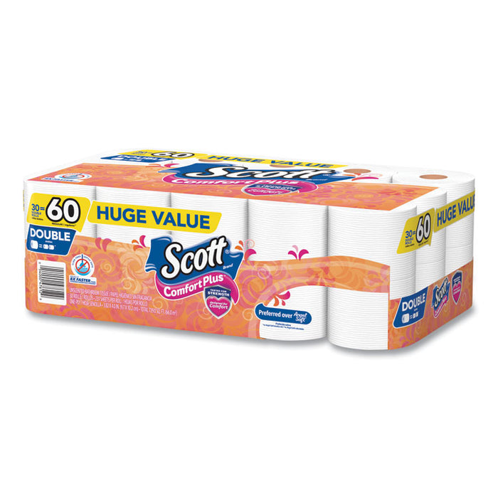 ComfortPlus Toilet Paper, Double Roll, Bath Tissue, Septic Safe, 1-Ply, White, 231 Sheets/Roll, 30 Rolls/Pack