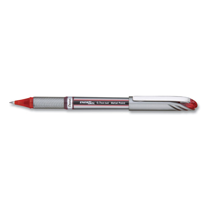 EnerGel NV Gel Pen, Stick, Medium 0.7 mm, Red Ink, Red Barrel, Dozen