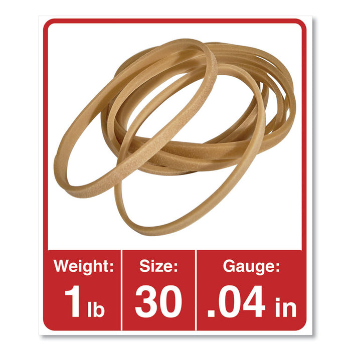 Rubber Bands, Size 30, 0.04" Gauge, Beige, 1 lb Box, 1,100/Pack