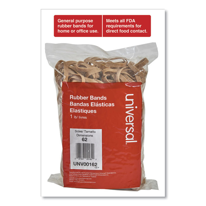 Rubber Bands, Size 62, 0.04" Gauge, Beige, 1 lb Box, 490/Pack