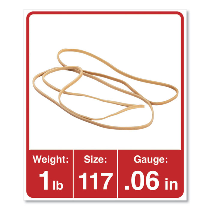 Rubber Bands, Size 117, 0.06" Gauge, Beige, 1 lb Box, 210/Pack