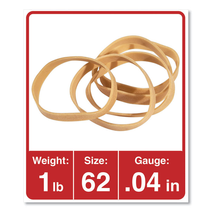 Rubber Bands, Size 62, 0.04" Gauge, Beige, 1 lb Box, 490/Pack