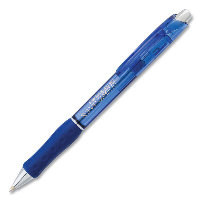 R.S.V.P. Super RT Retractable Ballpoint Pen, 1mm, Blue Ink/Barrel, Dozen