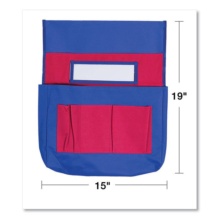 Chairback Buddy Pocket Chart, 15 x 19, Blue/Red