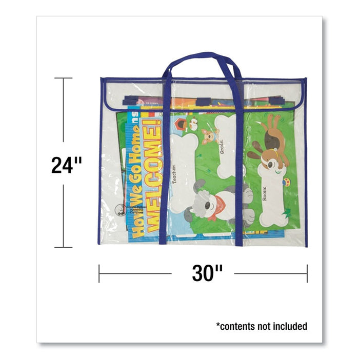 Bulletin Board Storage Bag, Blue/Clear, 30" x 24"