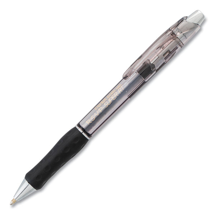 R.S.V.P. Super RT Ballpoint Pen, Retractable, Medium 1 mm, Black Ink, Black Barrel, Dozen