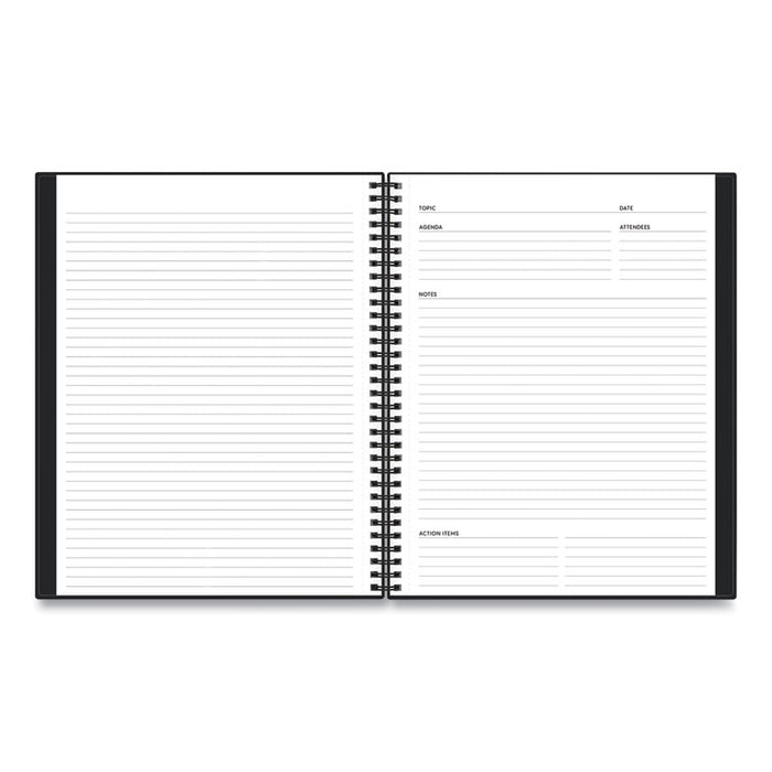Aligned Business Notebook, 1 Subject, Meeting Notes Format, Narrow Rule, Black Cover, 11 x 8.5, 78 Sheets