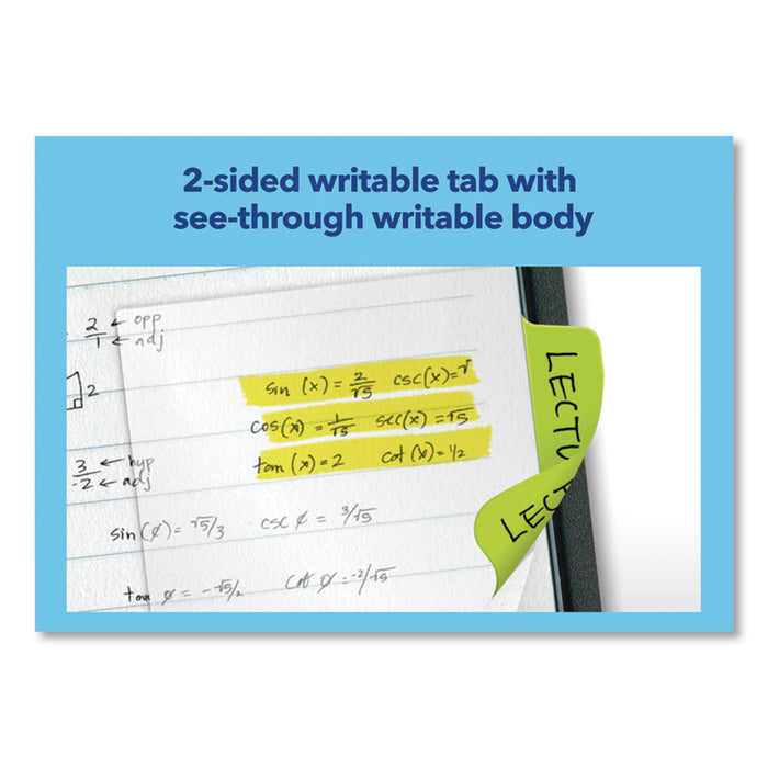 Ultra Tabs Repositionable Big Tabs, 1/5-Cut Tabs, Assorted Neon, 2" Wide, 20/Pack
