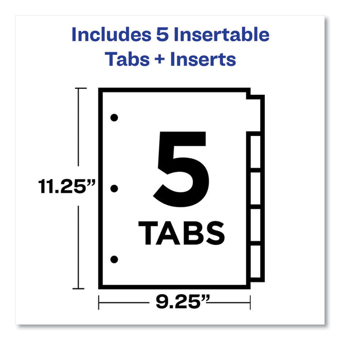 Insertable Big Tab Plastic 1-Pocket Dividers, 5-Tab, 11.13 x 9.25, Assorted, 1 Set