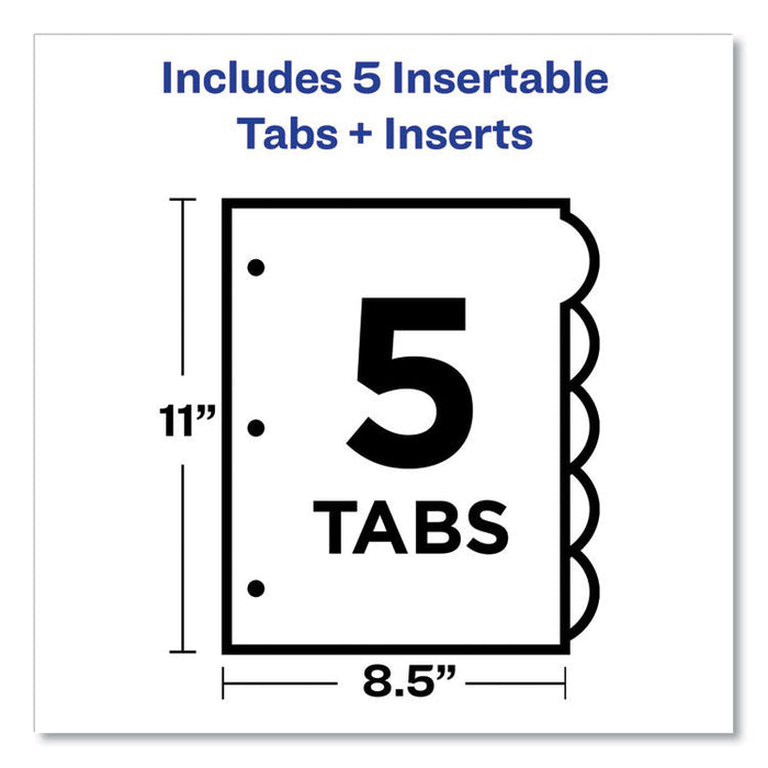 Insertable Style Edge Tab Plastic Dividers, 5-Tab, 11 x 8.5, Translucent, 1 Set
