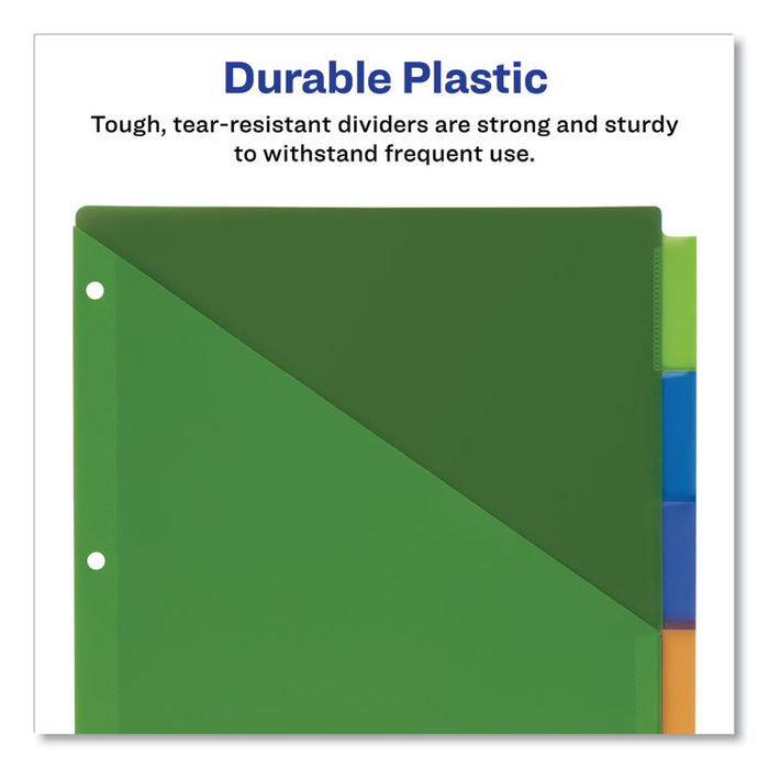 Insertable Big Tab Plastic 1-Pocket Dividers, 5-Tab, 11.13 x 9.25, Assorted, 1 Set