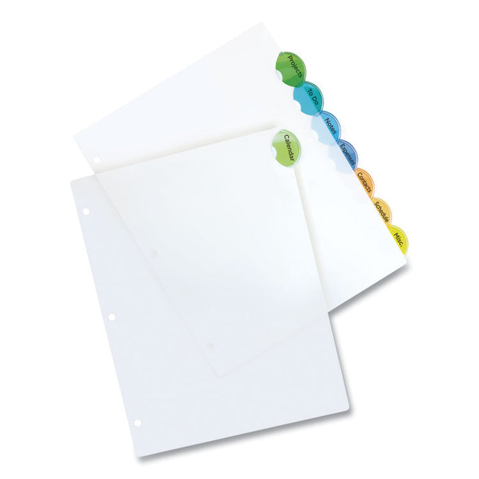 Insertable Style Edge Tab Plastic Dividers, 8-Tab, 11 x 8.5, Translucent, 1 Set