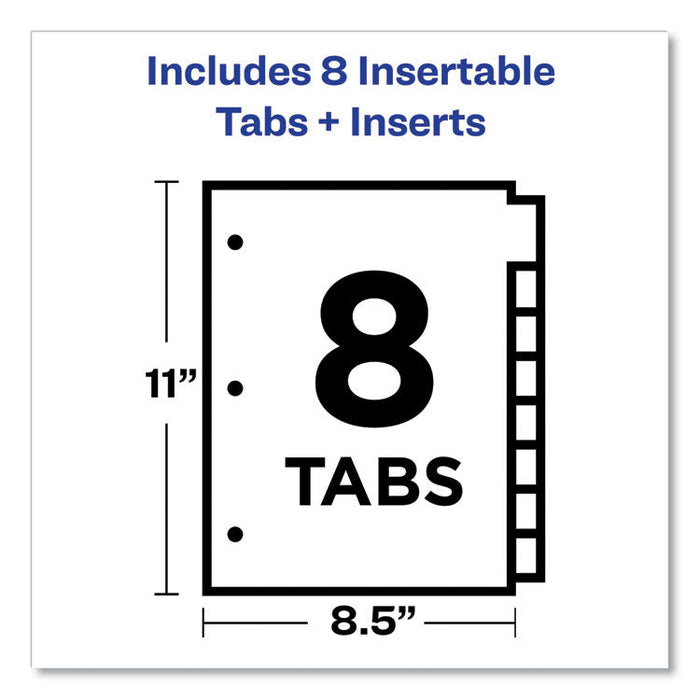 Insertable Big Tab Plastic 2-Pocket Dividers, 8-Tab, 11.13 x 9.25, Assorted, 1 Set