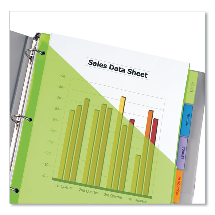 Insertable Big Tab Plastic 1-Pocket Dividers, 5-Tab, 11.13 x 9.25, Assorted, 1 Set