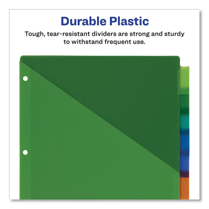 Insertable Big Tab Plastic 1-Pocket Dividers, 8-Tab, 11.13 x 9.25, Assorted, 1 Set