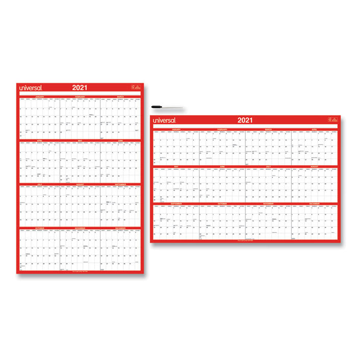 Erasable Wall Calendar, 24 x 36, White/Red Sheets, 12-Month (Jan to Dec): 2023