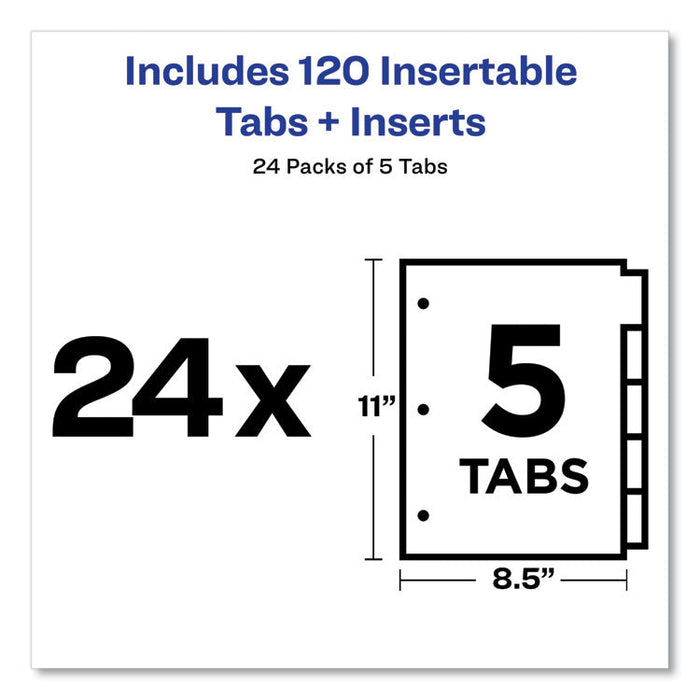 Insertable Big Tab Dividers, 5-Tab, Letter, 24 Sets