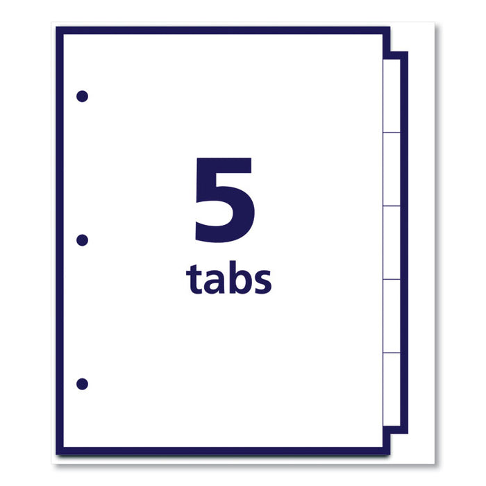 Insertable Standard Tab Dividers, 5-Tab, 8.5 x 5 1/2