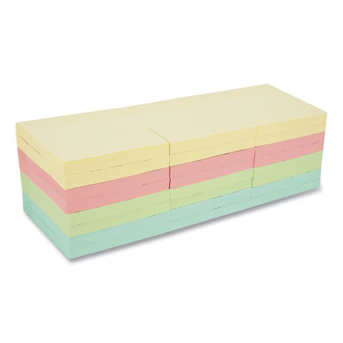 Self-Stick Note Pads, 3" x 3", Pastel, 90-Sheet, 24 Pads/Pack
