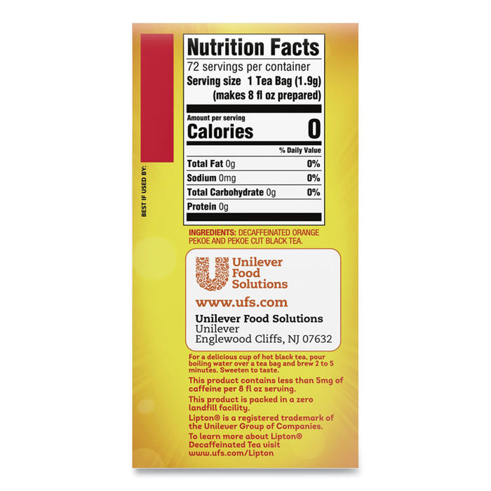 Tea Bags, Decaffeinated, 72/Box