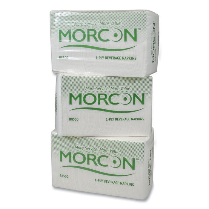 Morsoft Beverage Napkins, 9 x 9/4, White, 500/Pack, 8 Packs/Carton