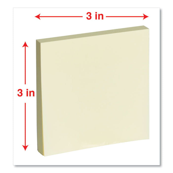 Fan-Folded Self-Stick Pop-Up Note Pads, 3" x 3", Yellow, 100 Sheets/Pad, 12 Pads/Pack